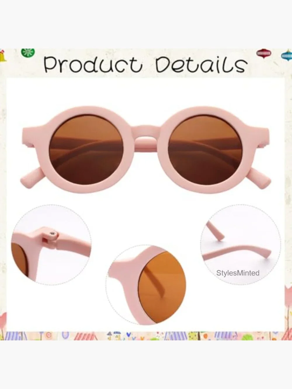 3 Pack UV400 Round Sunglasses for Kids Outdoor Play